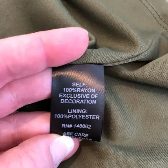 Torrid army olive green slit sleeve tassel boho peasant dress size 0 or Large - Picture 13 of 16